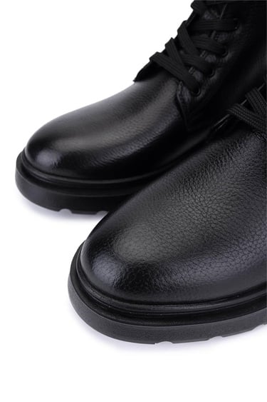  Tamer Tanca Erkek Hakiki Deri Siyah Casual Bot