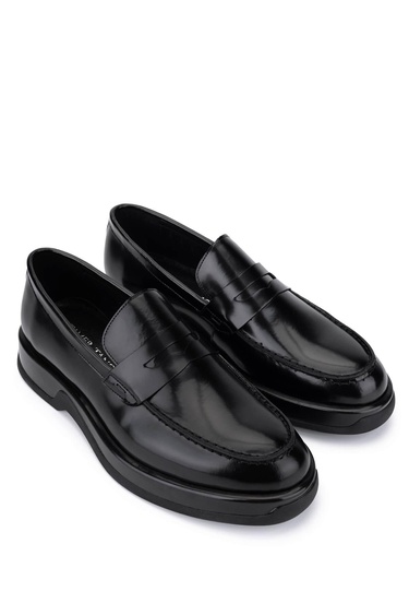  Tamer Tanca Erkek Hakiki Deri Siyah Açma Loafer Ayakkabı