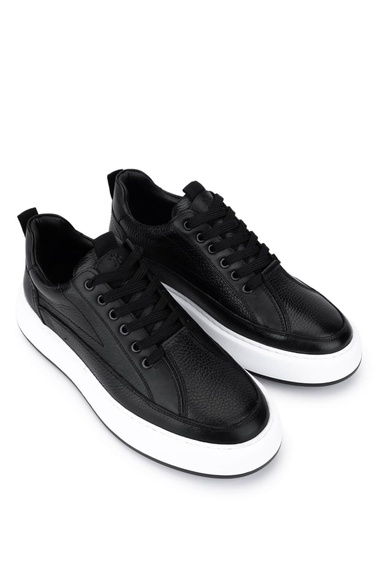 Tamer Tanca Erkek Hakiki Deri Siyah Sneakers & Spor Ayakkabı