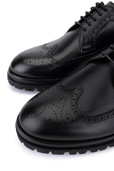  Tamer Tanca Erkek Hakiki Deri Siyah Deri Klasik Ayakkabı