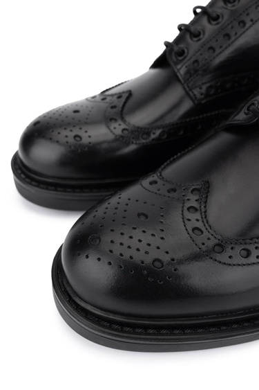  Tamer Tanca Erkek Hakiki Deri Siyah Antik Klasik Ayakkabı