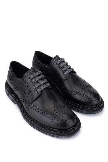  Tamer Tanca Erkek Hakiki Deri Siyah Casual Ayakkabı