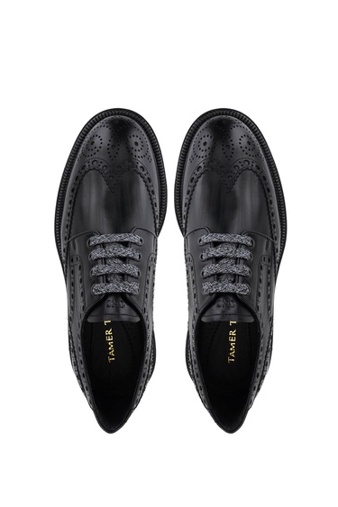 Tamer Tanca Erkek Hakiki Deri Siyah Casual Ayakkabı