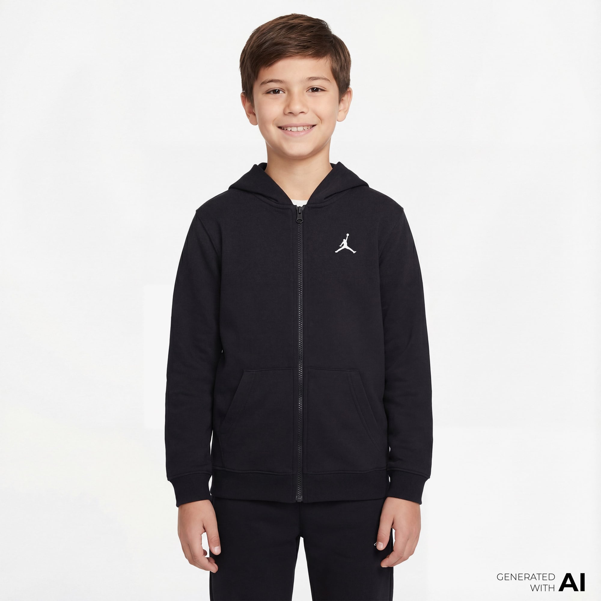  Jordan Brooklyn Çocuk Siyah Fermuarlı Sweatshirt