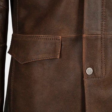  Erkek Taba Gömlek Yakalı Deri Mont