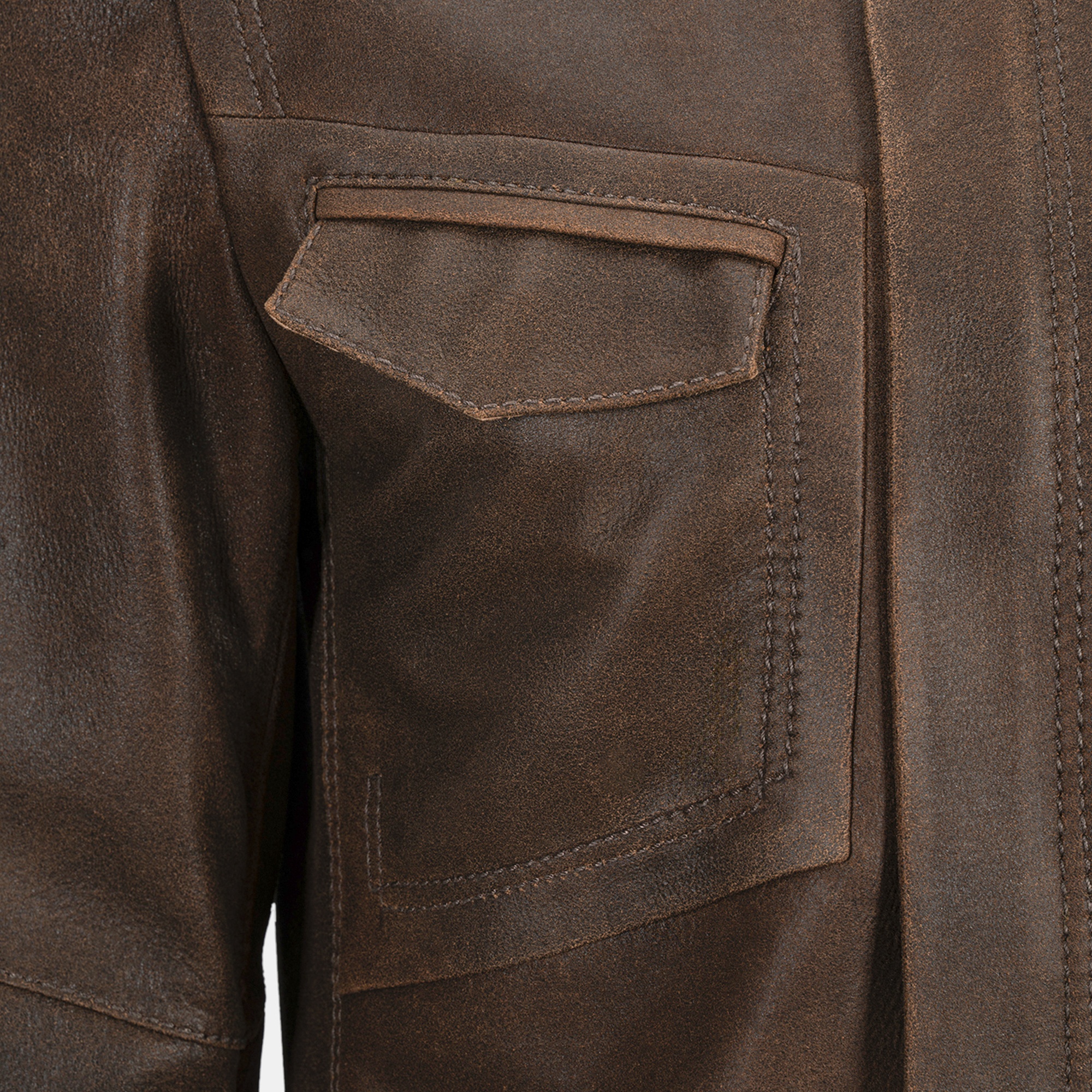 Erkek Taba Gömlek Yakalı Deri Mont