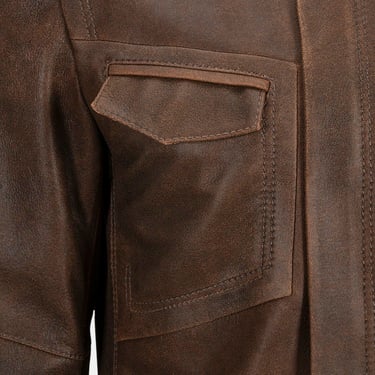  Erkek Taba Gömlek Yakalı Deri Mont