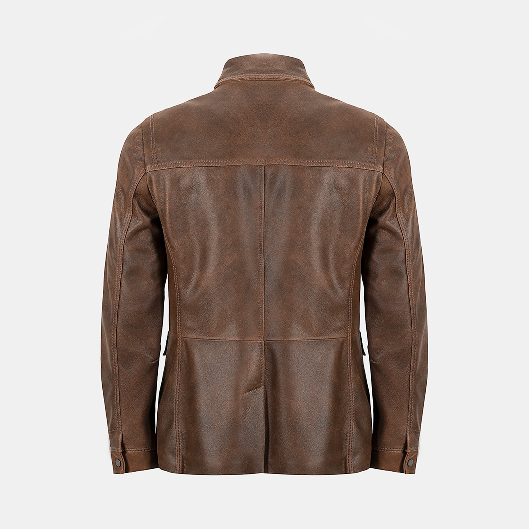 Erkek Taba Gömlek Yakalı Deri Mont