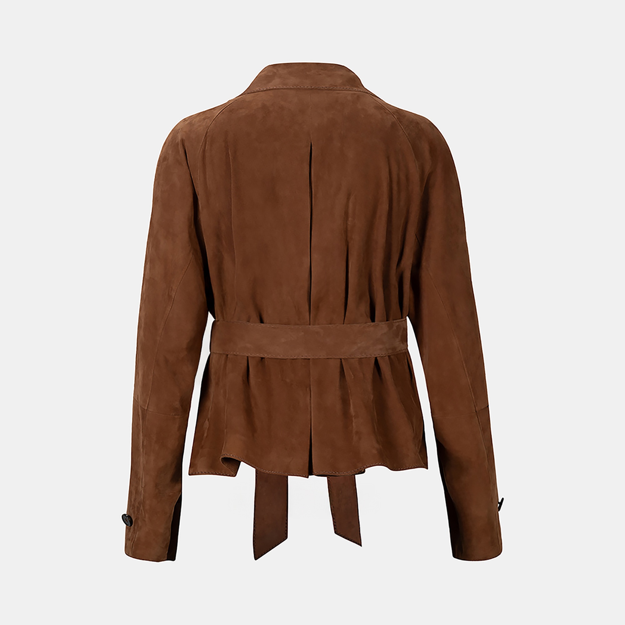 Limited Edition Kadın Taba Belden Bağlamalı Süet Kısa Trençkot