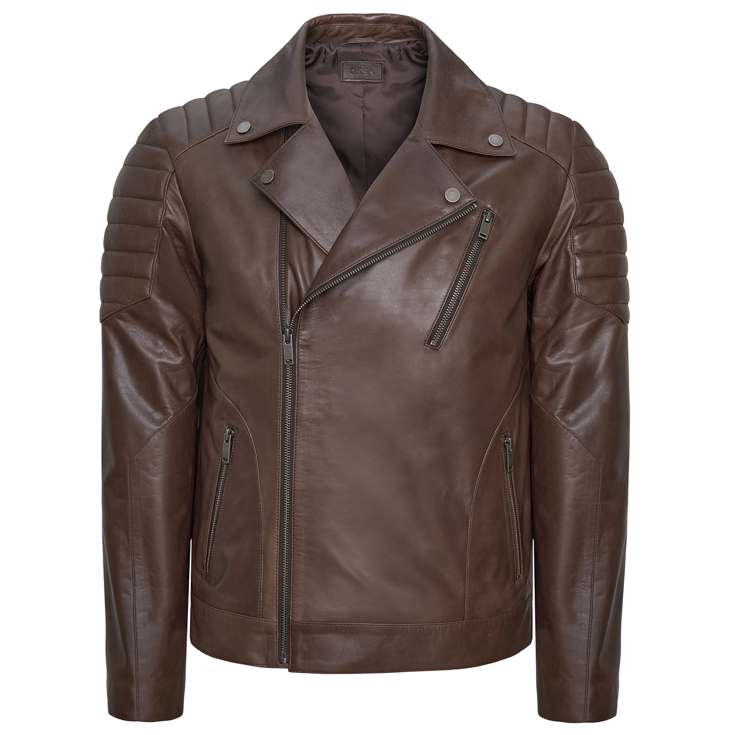  Nereo Kahve Erkek Deri Biker Mont