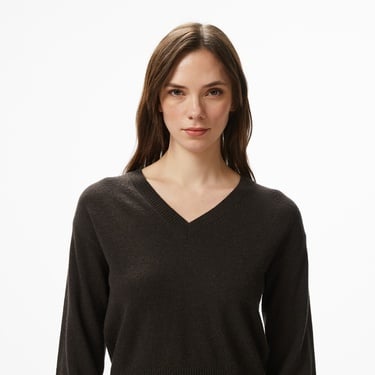  Les Benjamins Classic Fit Kadın Kahverengi Triko