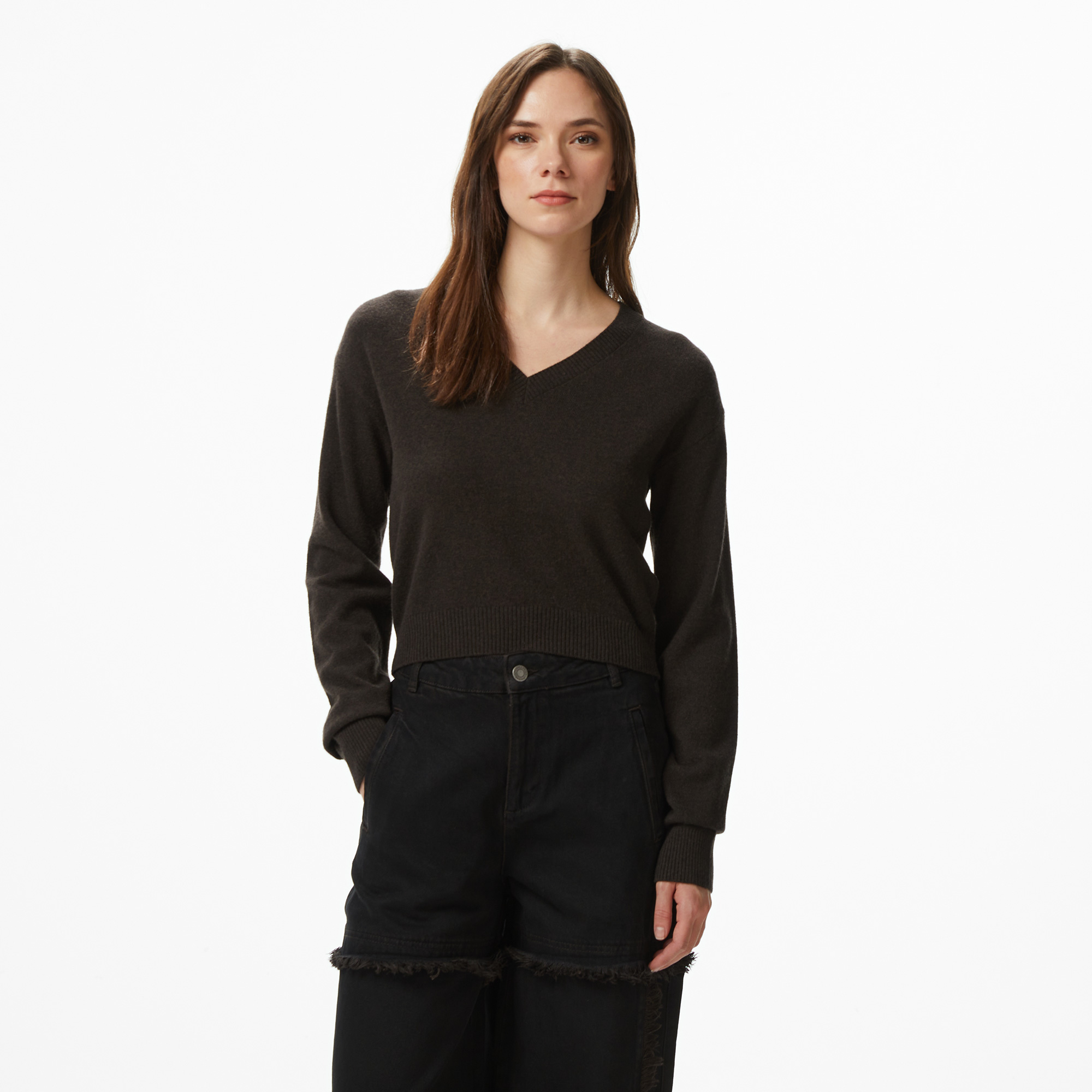  Les Benjamins Classic Fit Kadın Kahverengi Triko