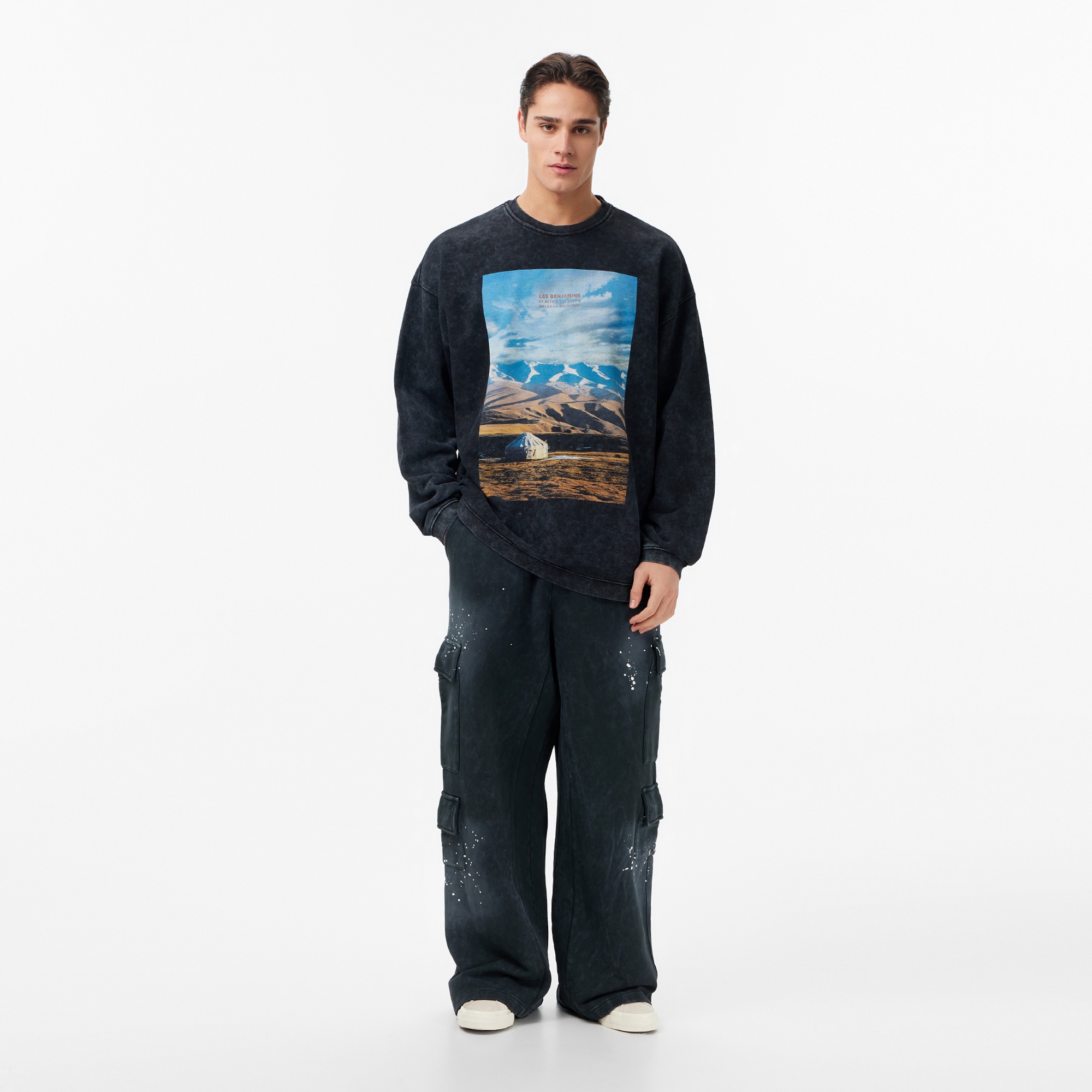 Les Benjamins Regular Fit Erkek Siyah Sweatshirt