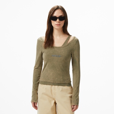  Les Benjamins Regular Fit Kadın Haki T-Shirt