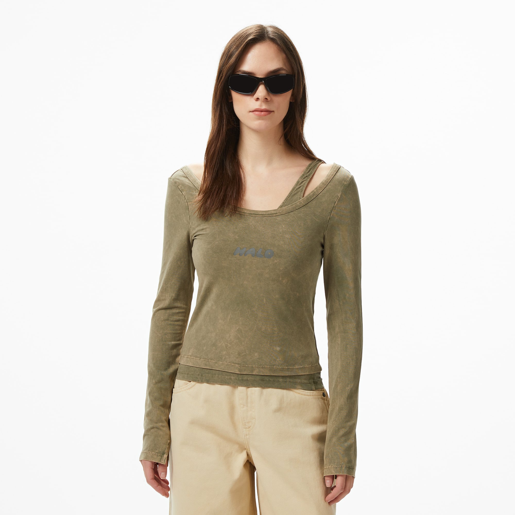  Les Benjamins Regular Fit Kadın Haki T-Shirt