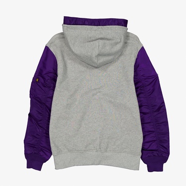  Alpha Industries x New Era Los Angeles Lakers Ma-1 Zip Up Unisex Gri Sweatshirt