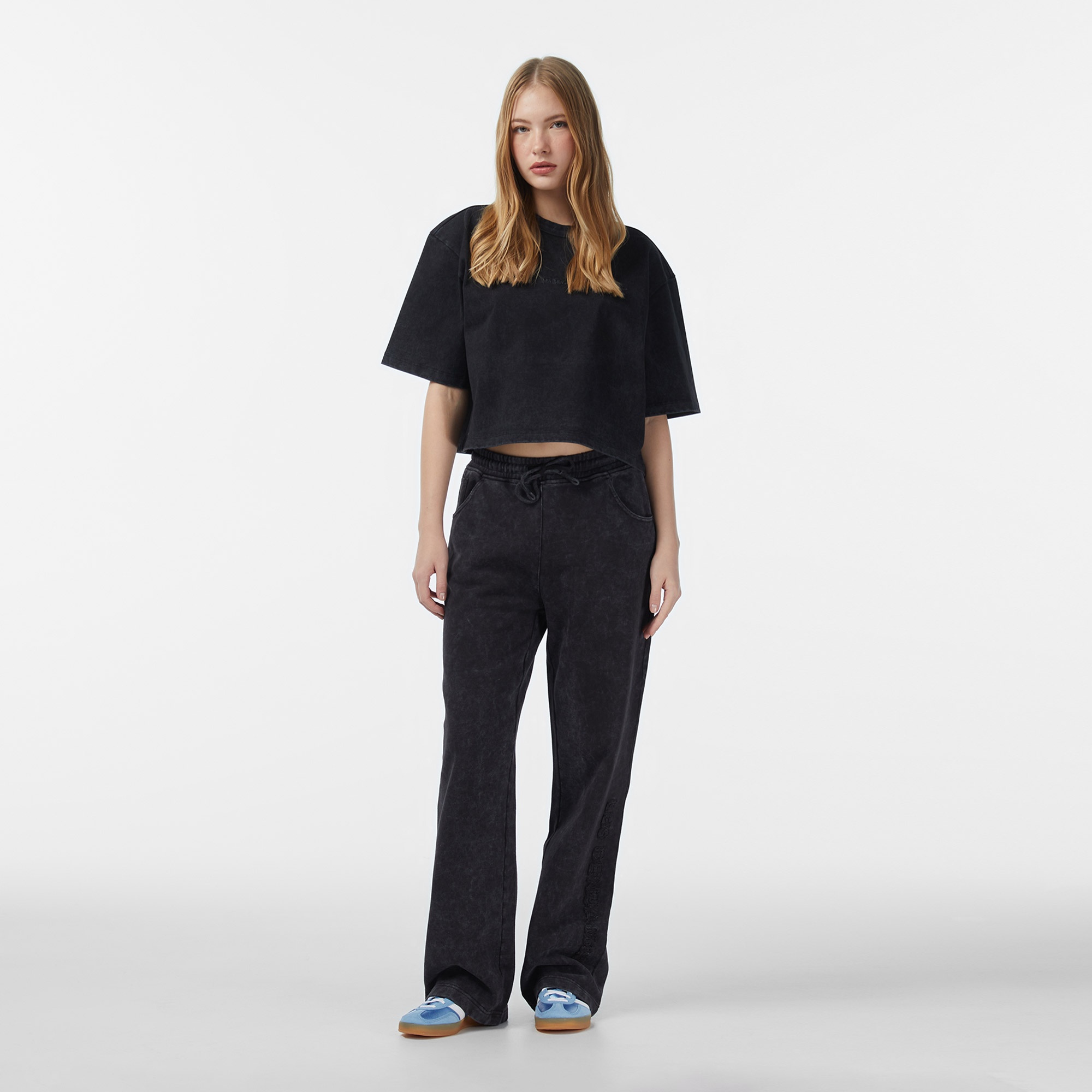 Les Benjamins Crop Oversize Fit Kadın Siyah T-Shirt