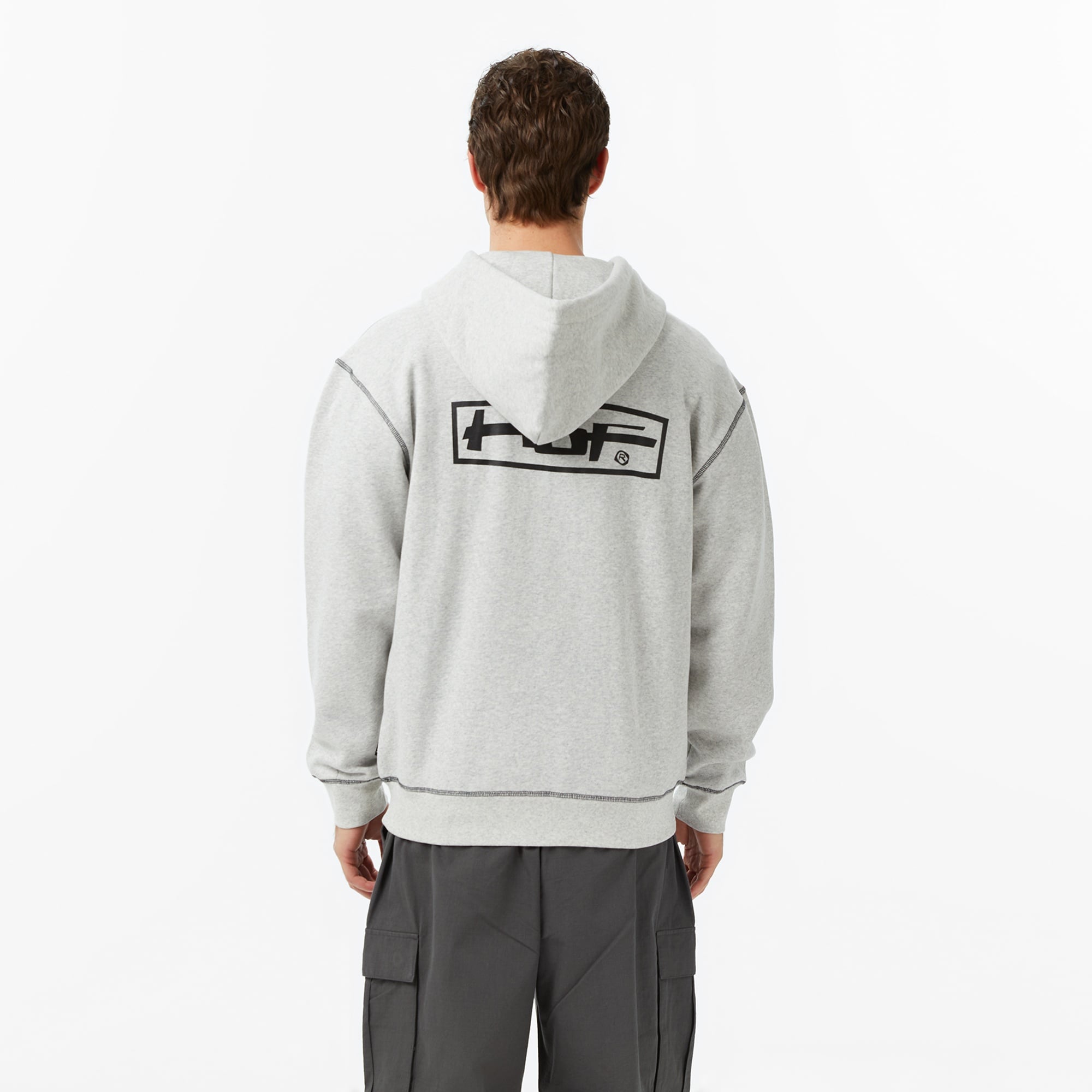 Huf Stretch Full-Zip Erkek Gri Sweatshirt