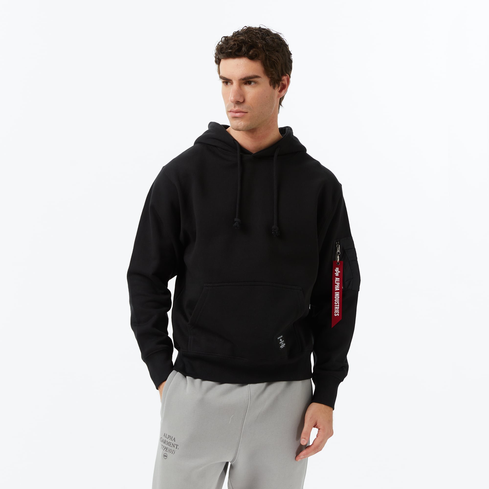  Alpha Industries Utility Pocket Erkek Siyah Hoodie