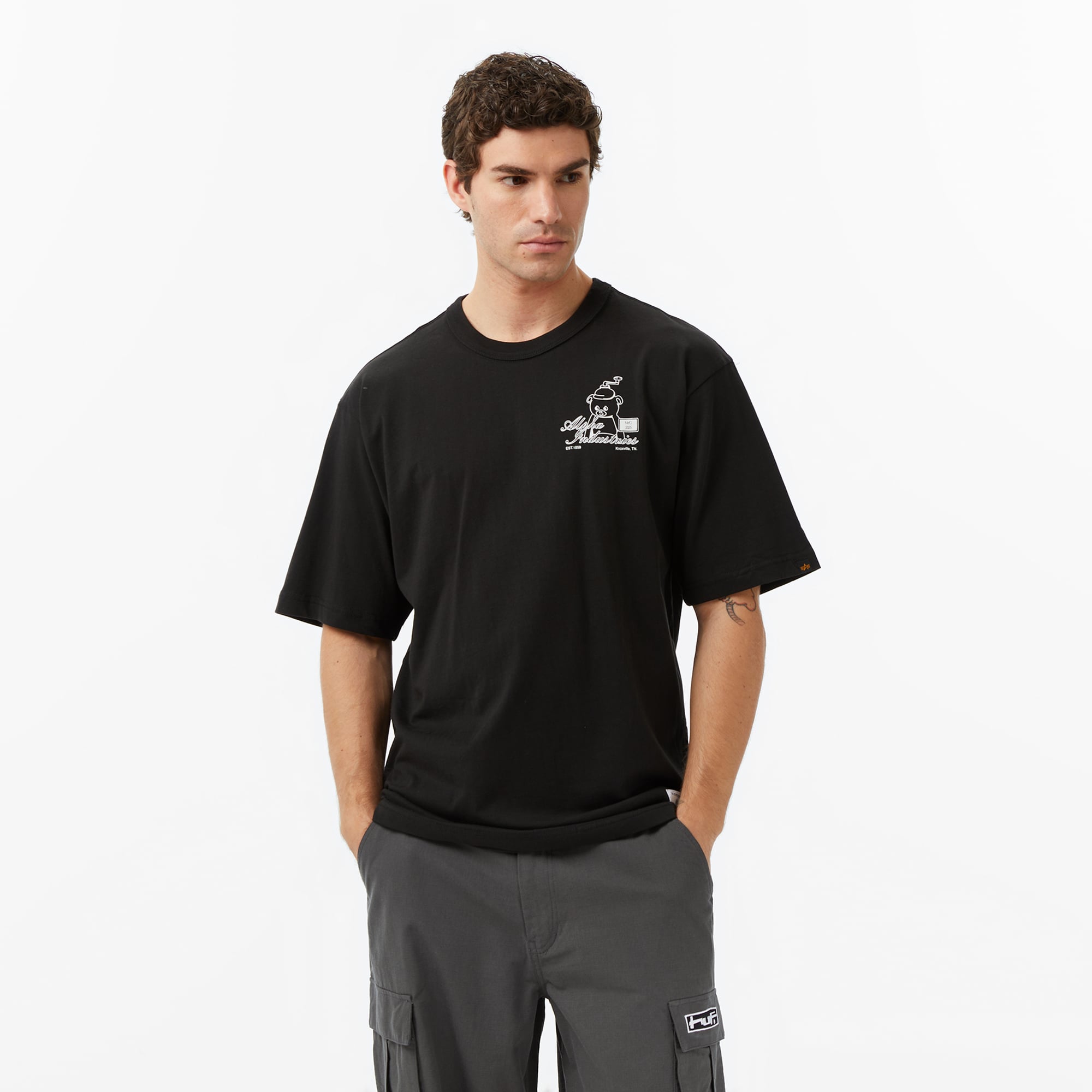  Alpha Industries Toy Bear Erkek Siyah T-Shirt