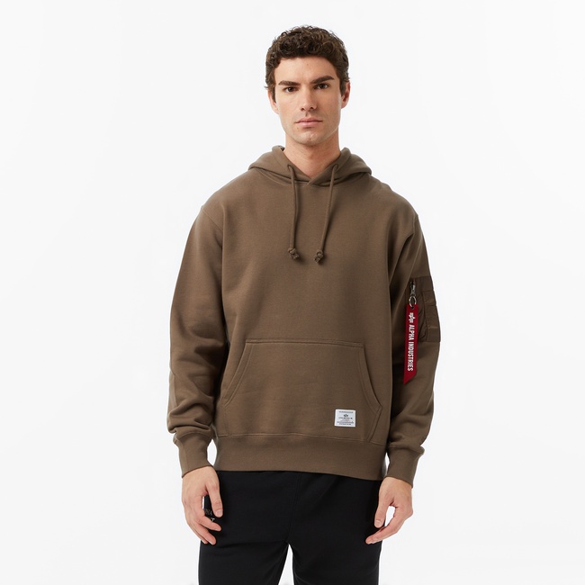  Alpha Industries Utility Pocket Erkek Kahverengi Hoodie