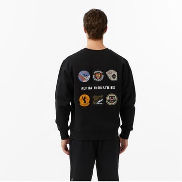  Alpha Industries Patched Crewneck Erkek Siyah Sweatshirt