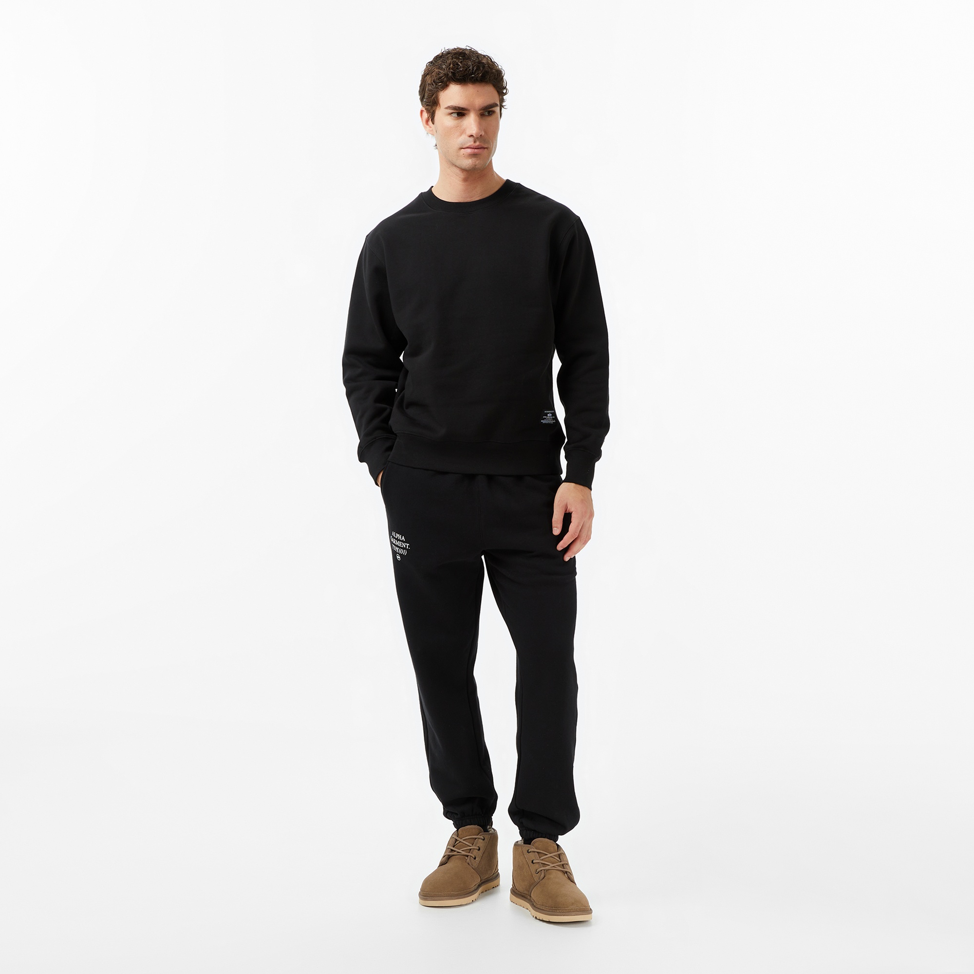 Alpha Industries Patched Crewneck Erkek Siyah Sweatshirt