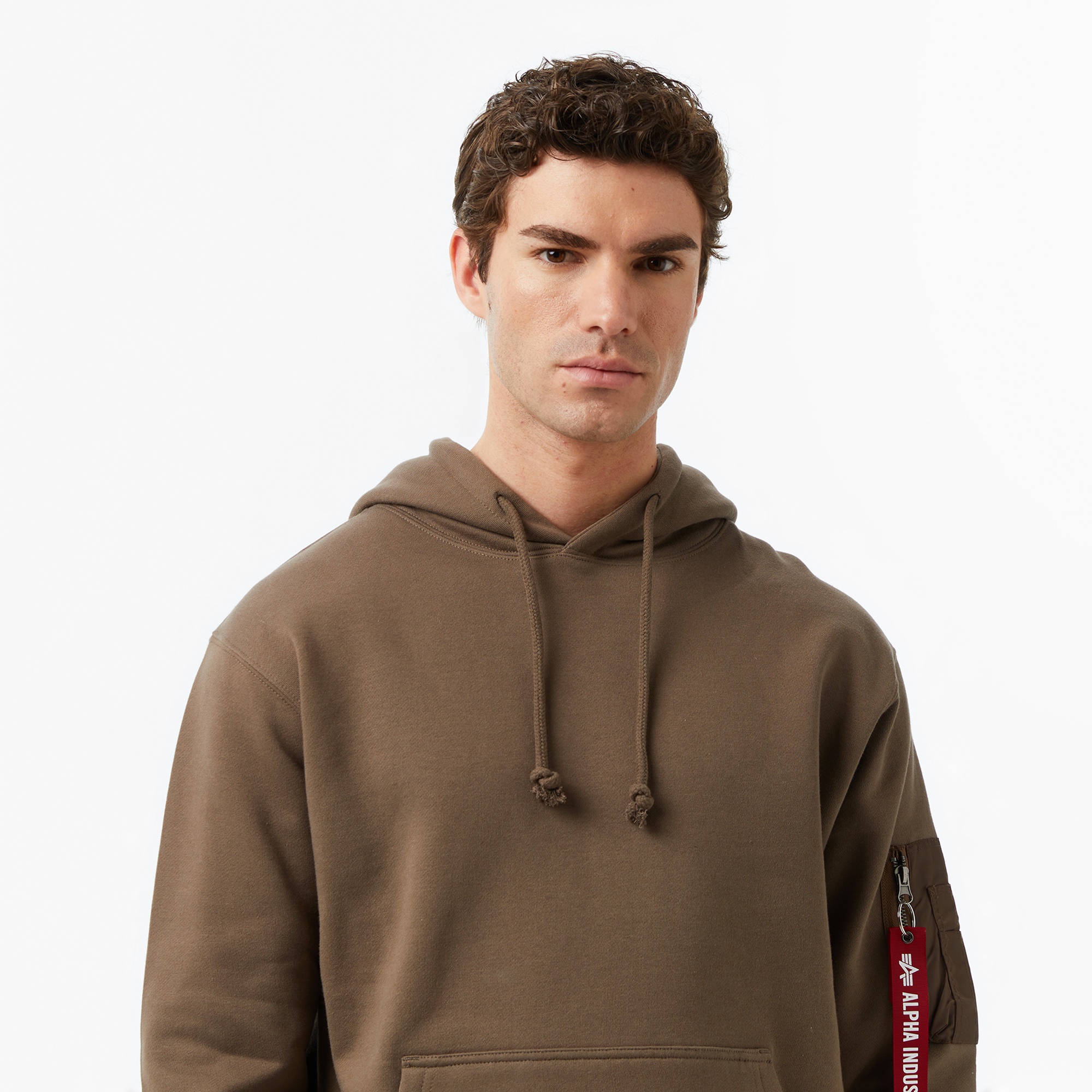 Alpha Industries Utility Pocket Erkek Kahverengi Hoodie