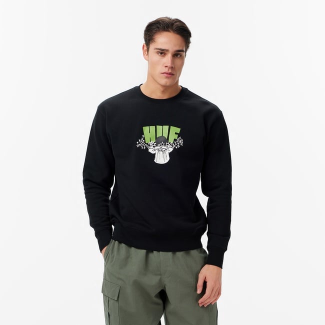  Huf Dazed Crewneck Erkek Siyah Sweatshirt