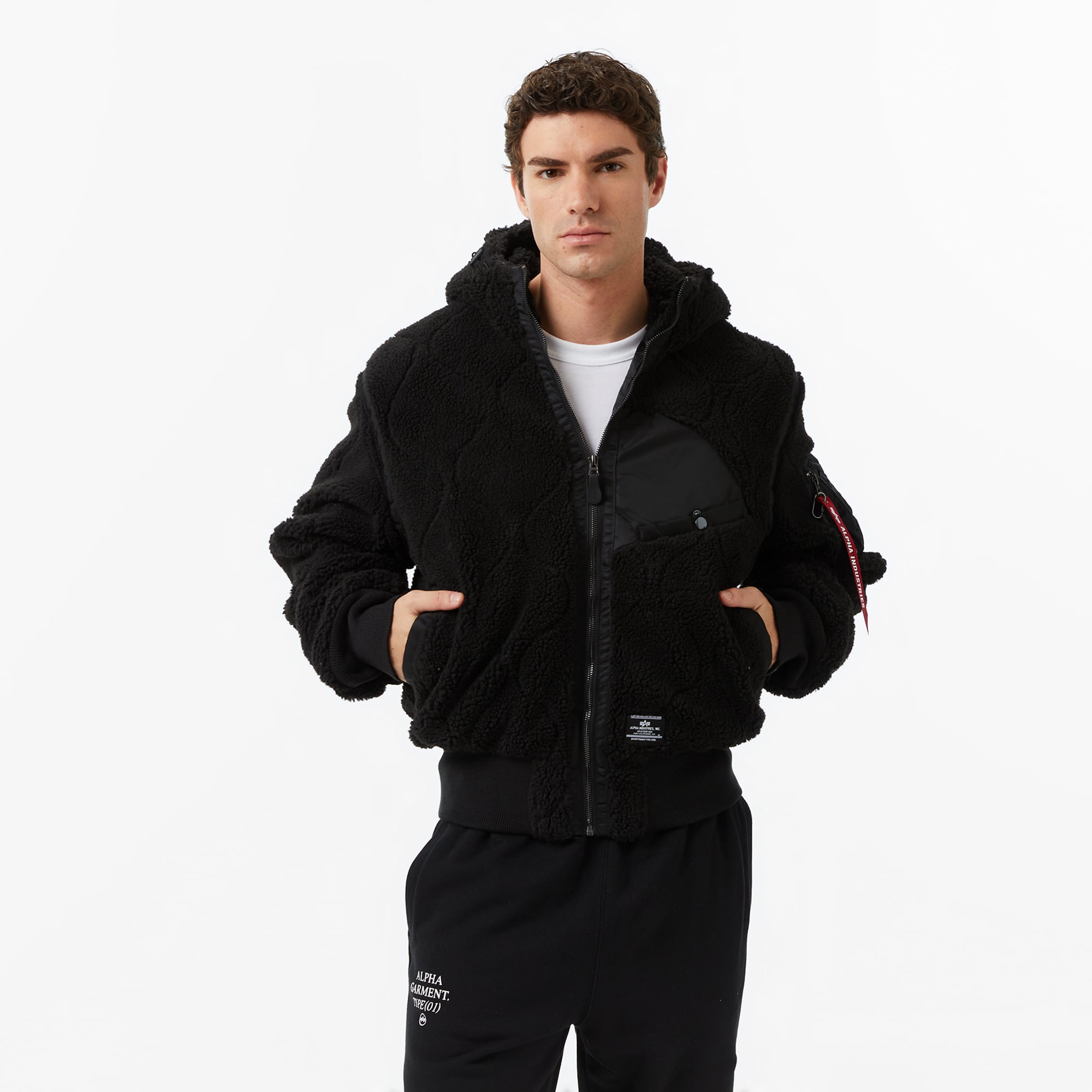  Alpha Industries Sherpa Onion-Quilted Erkek Siyah Mont