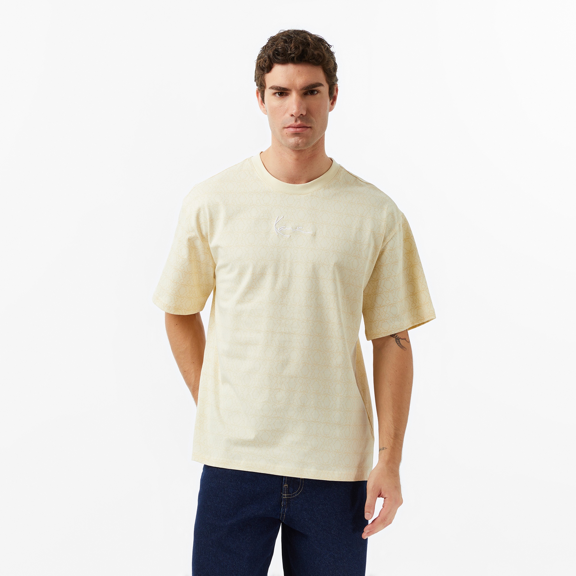 Karl Kani Aop Signature Erkek Bej T-Shirt