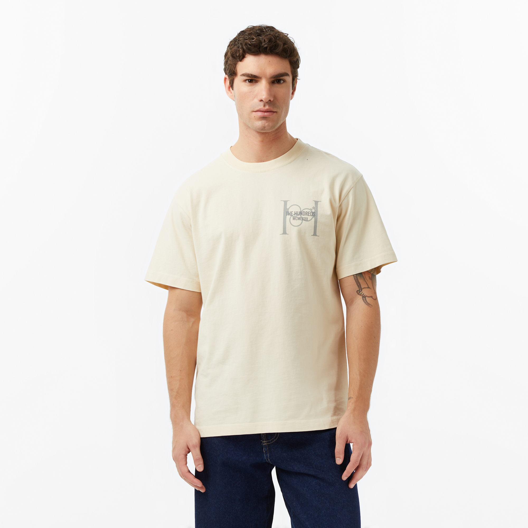  The Hundreds Monogram Erkek Krem T-Shirt