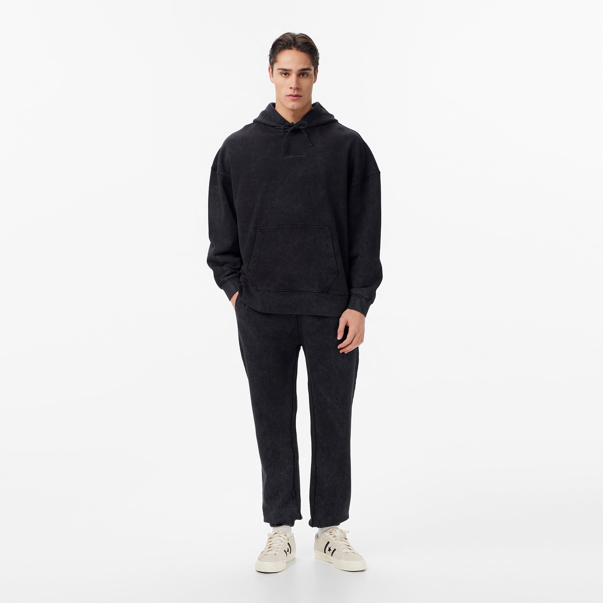 Les Benjamins Oversize Fit Erkek Siyah Hoodie