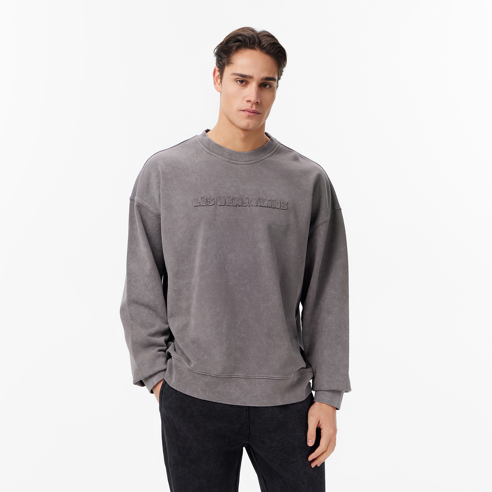Les Benjamins Relaxed Fit Unisex Gri Sweatshirt