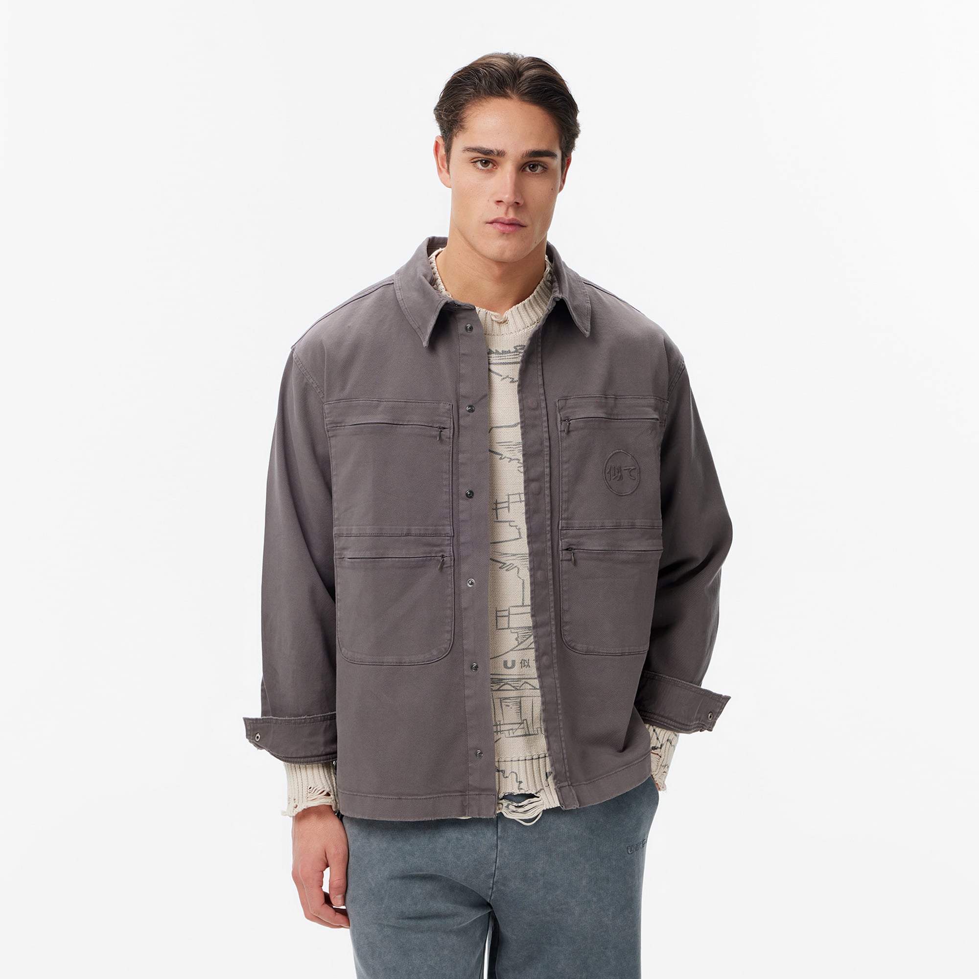  UNITED4 Essentials Erkek Gri Gömlek