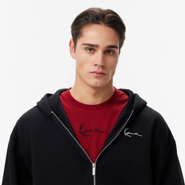  Karl Kani Small Chest Signature Essential Oversized Zip Erkek Siyah Sweatshirt