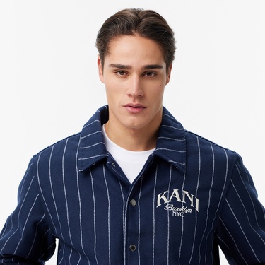  Karl Kani Pinstripes Wool Erkek Mavi Ceket