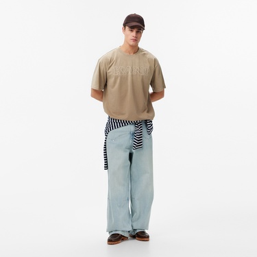  Karl Kani Retro Washed Denim Erkek Kahverengi T-Shirt
