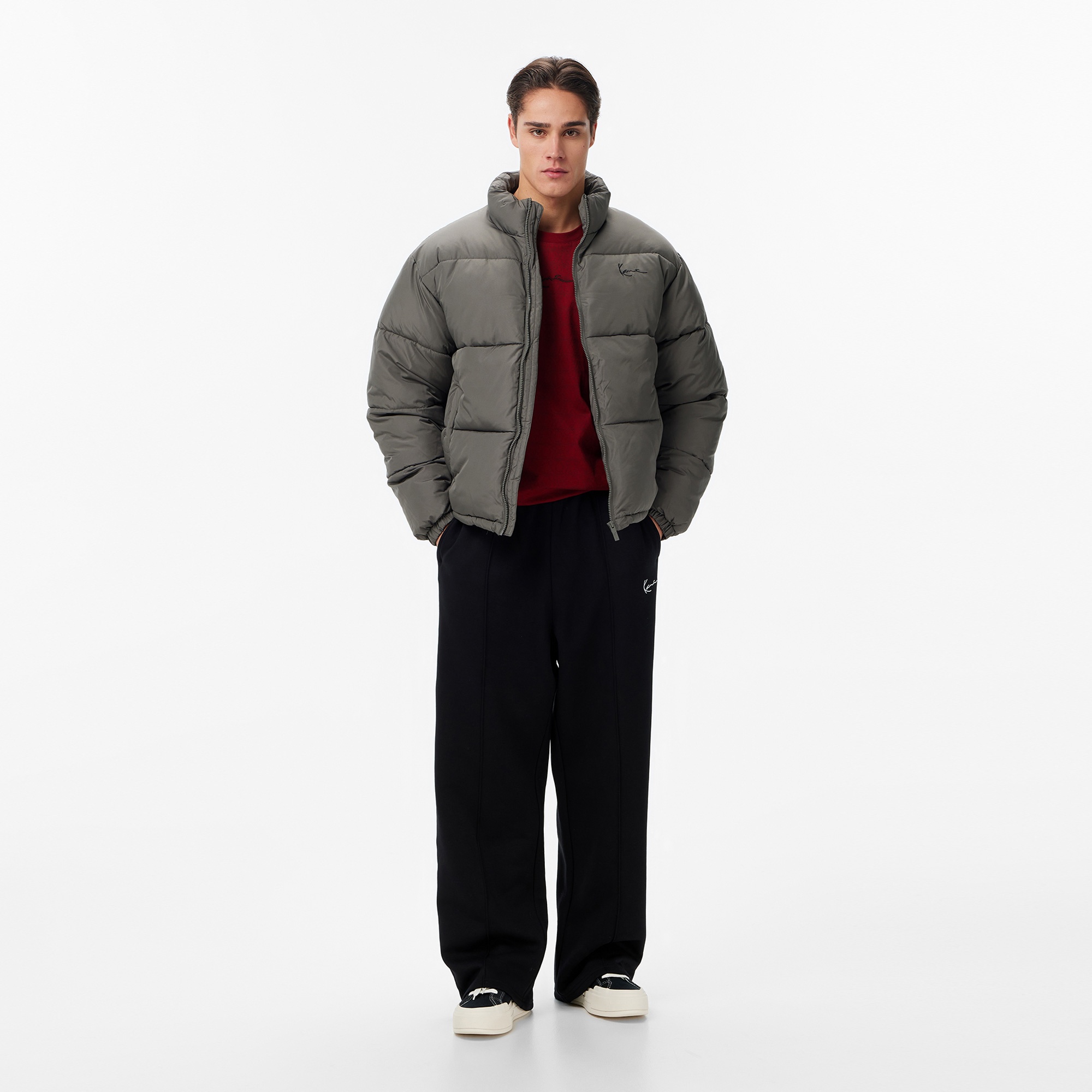 Karl Kani Small Signature Embossed Puffer Erkek Gri Mont