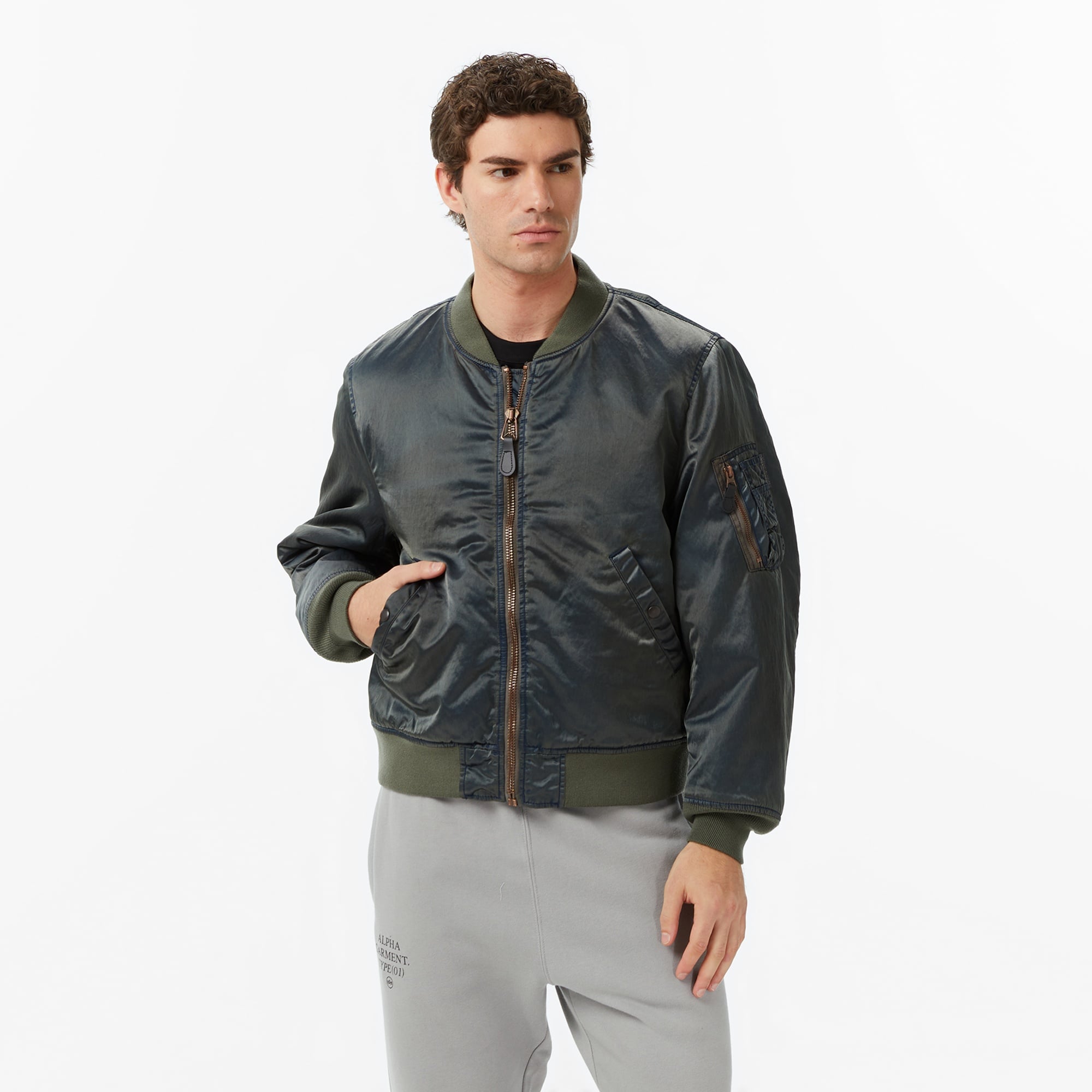 Alpha Industries x TNT MA-1 Flight Erkek Yeşil Bomber Ceket