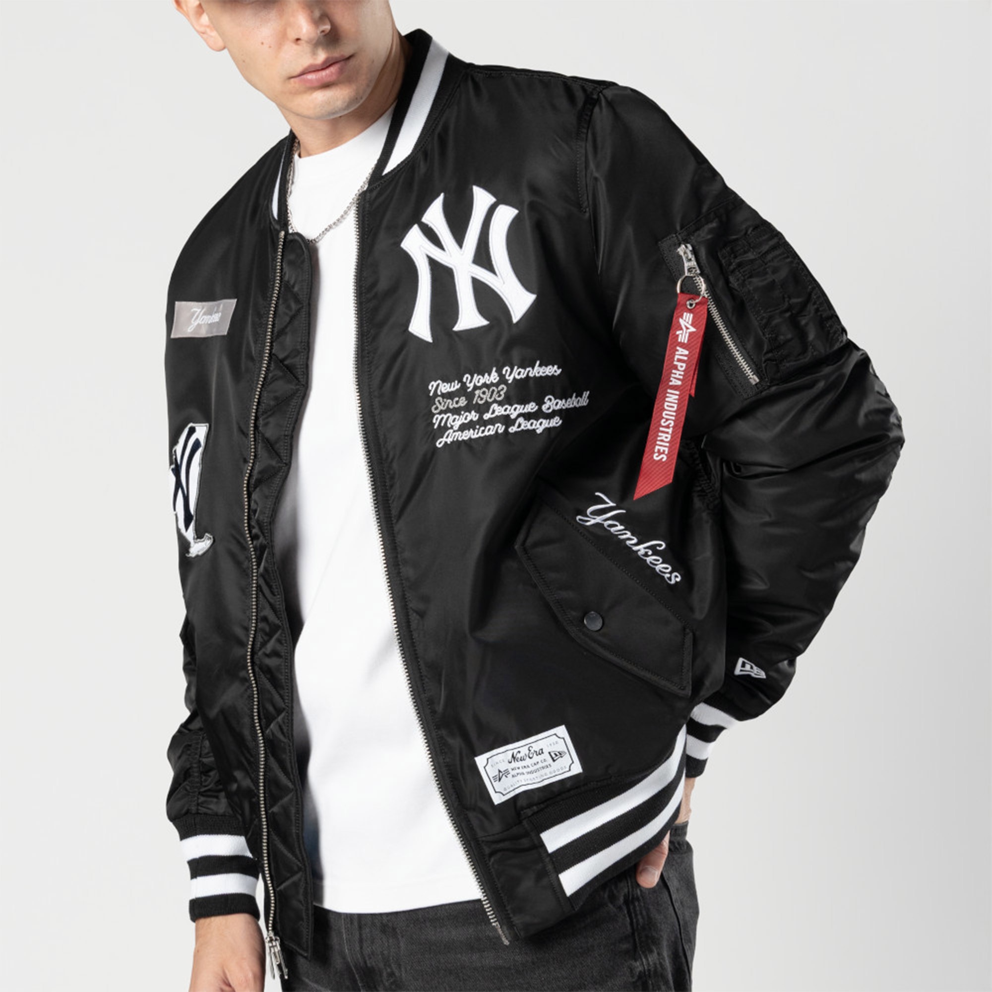 Alpha Industries x New Era New York Yankees MA-1 Bomber Erkek Siyah Mont
