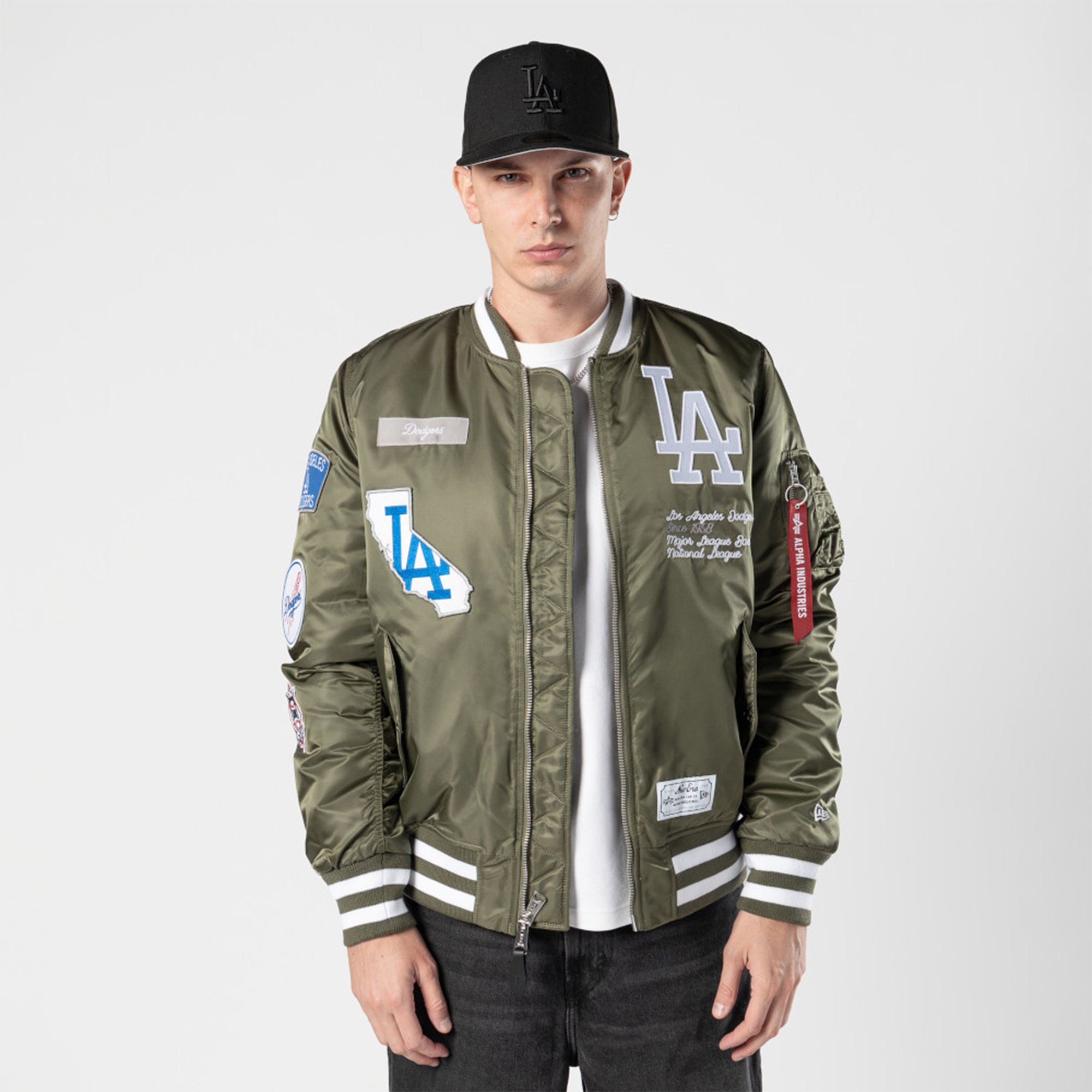 Alpha Industries x New Era LA Dodgers MA-1 Bomber Erkek Yeşil Mont