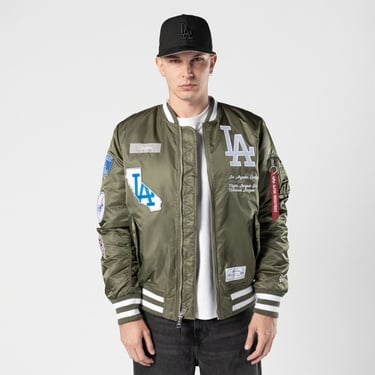  Alpha Industries x New Era LA Dodgers MA-1 Bomber Erkek Yeşil Mont
