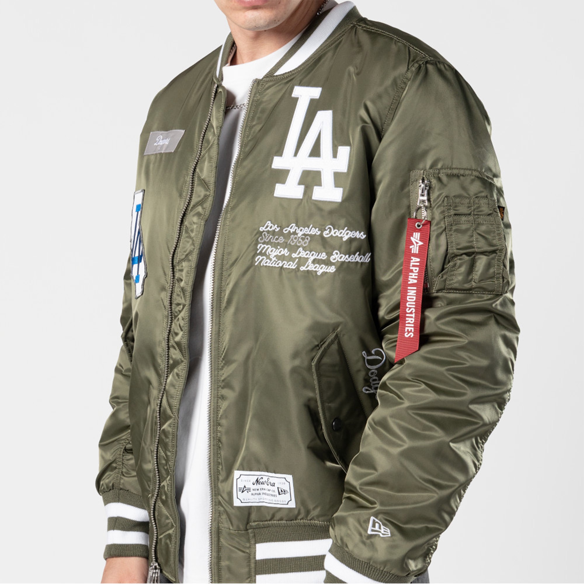 Alpha Industries x New Era LA Dodgers MA-1 Bomber Erkek Yeşil Mont