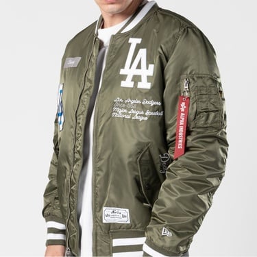  Alpha Industries x New Era LA Dodgers MA-1 Bomber Erkek Yeşil Mont