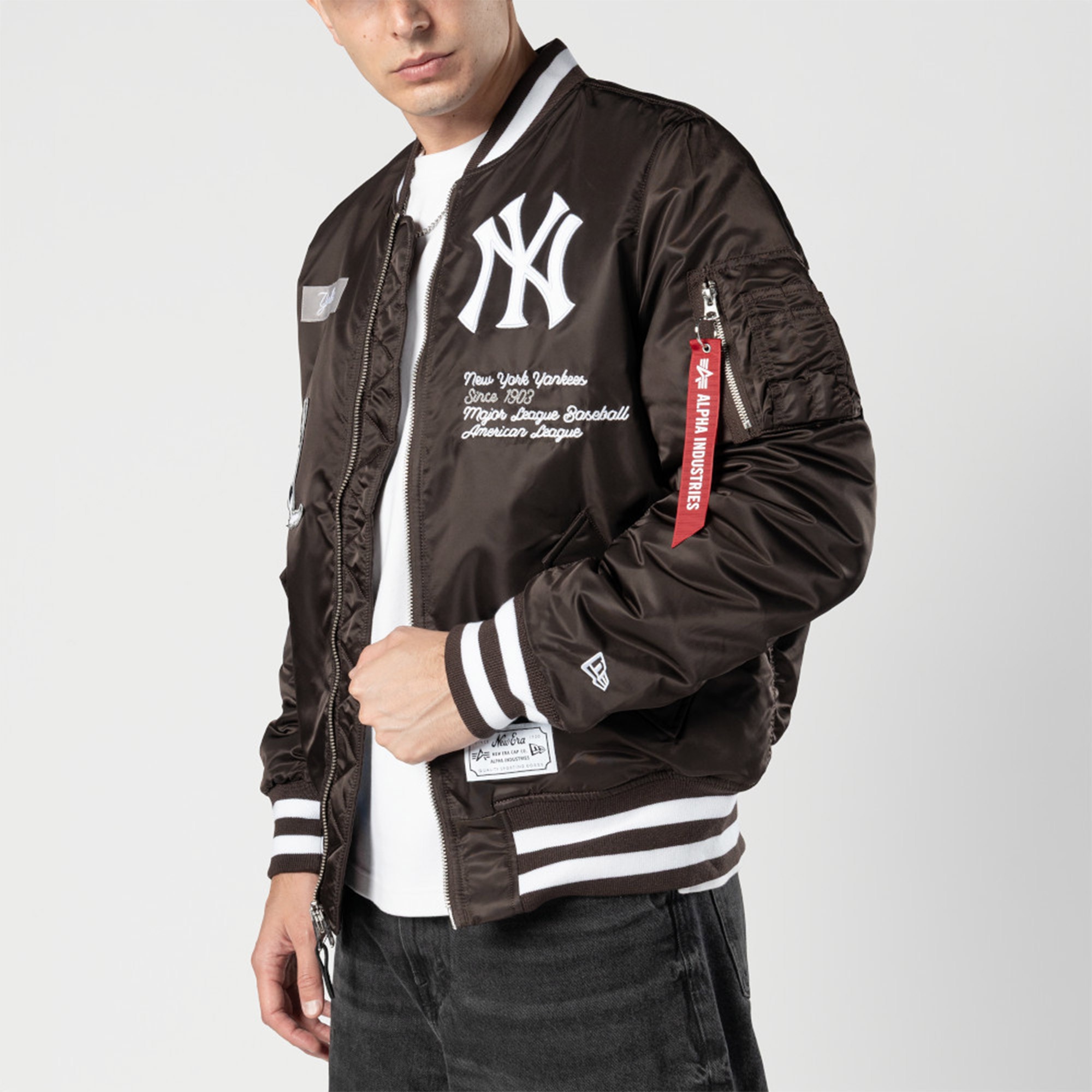 Alpha Industries x New Era New York Yankees MA-1 Bomber Erkek Kahverengi Mont