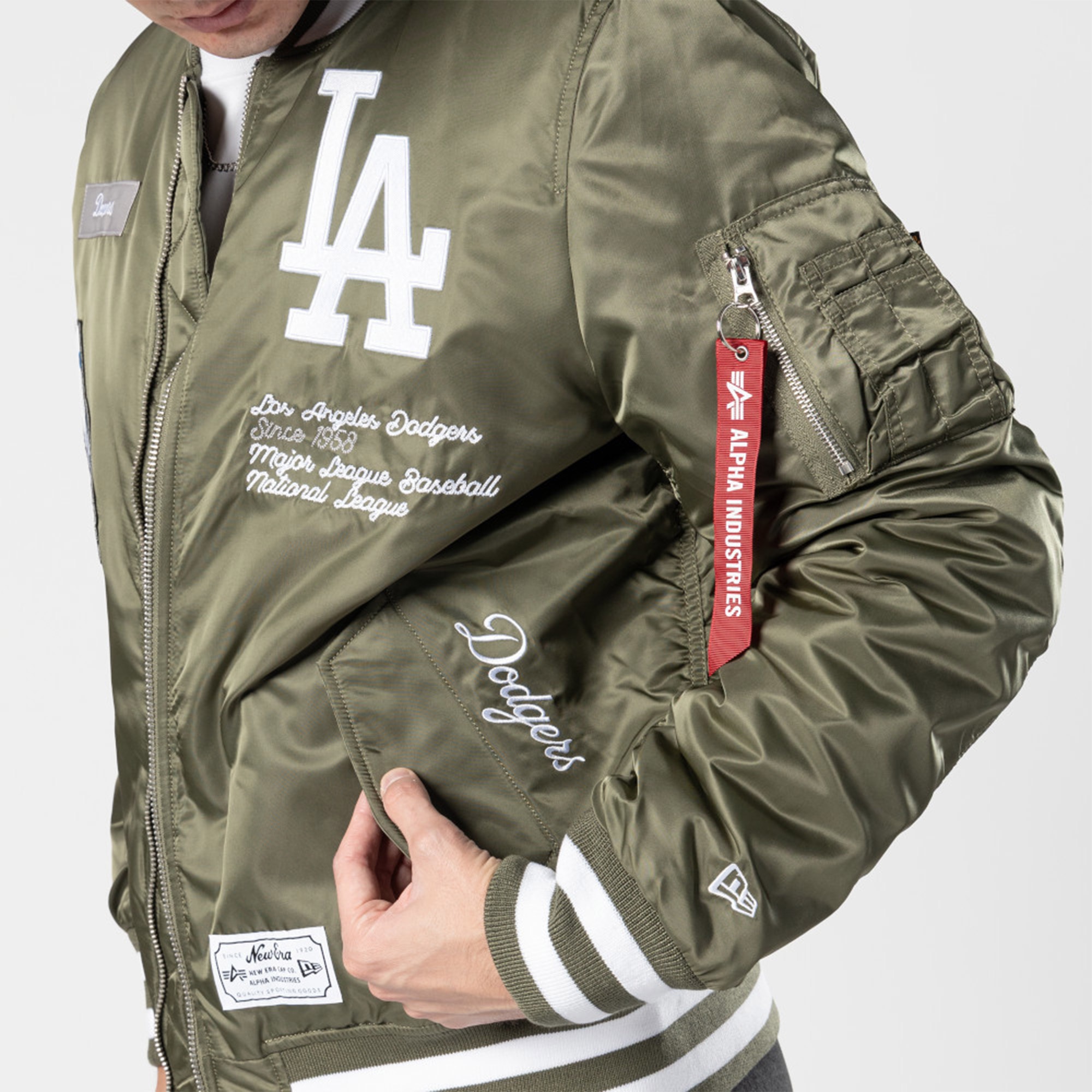 Alpha Industries x New Era LA Dodgers MA-1 Bomber Erkek Yeşil Mont