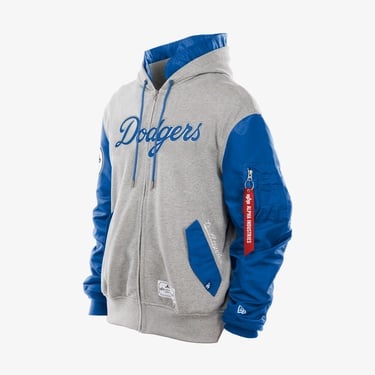  Alpha Industries x New Era LA Dodgers MA-1 Full Zip Erkek Gri Sweatshirt