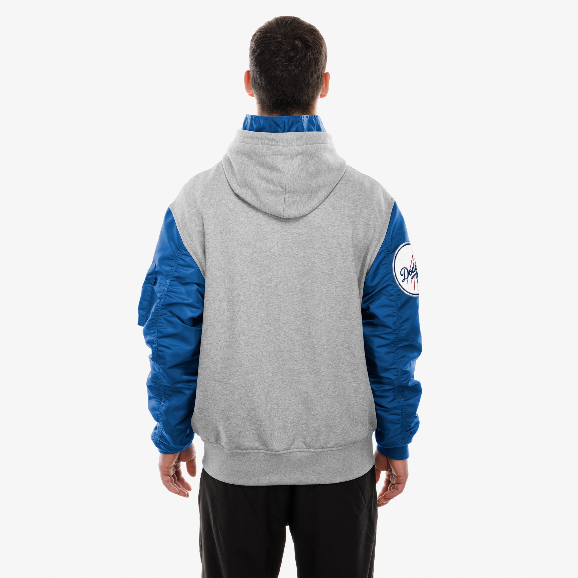 Alpha Industries x New Era LA Dodgers MA-1 Full Zip Erkek Gri Sweatshirt