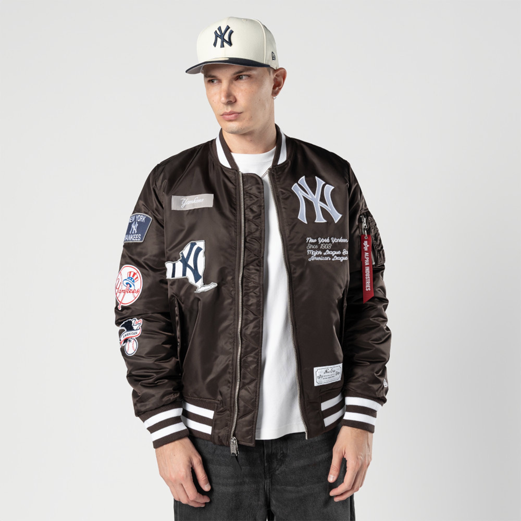Alpha Industries x New Era New York Yankees MA-1 Bomber Erkek Kahverengi Mont